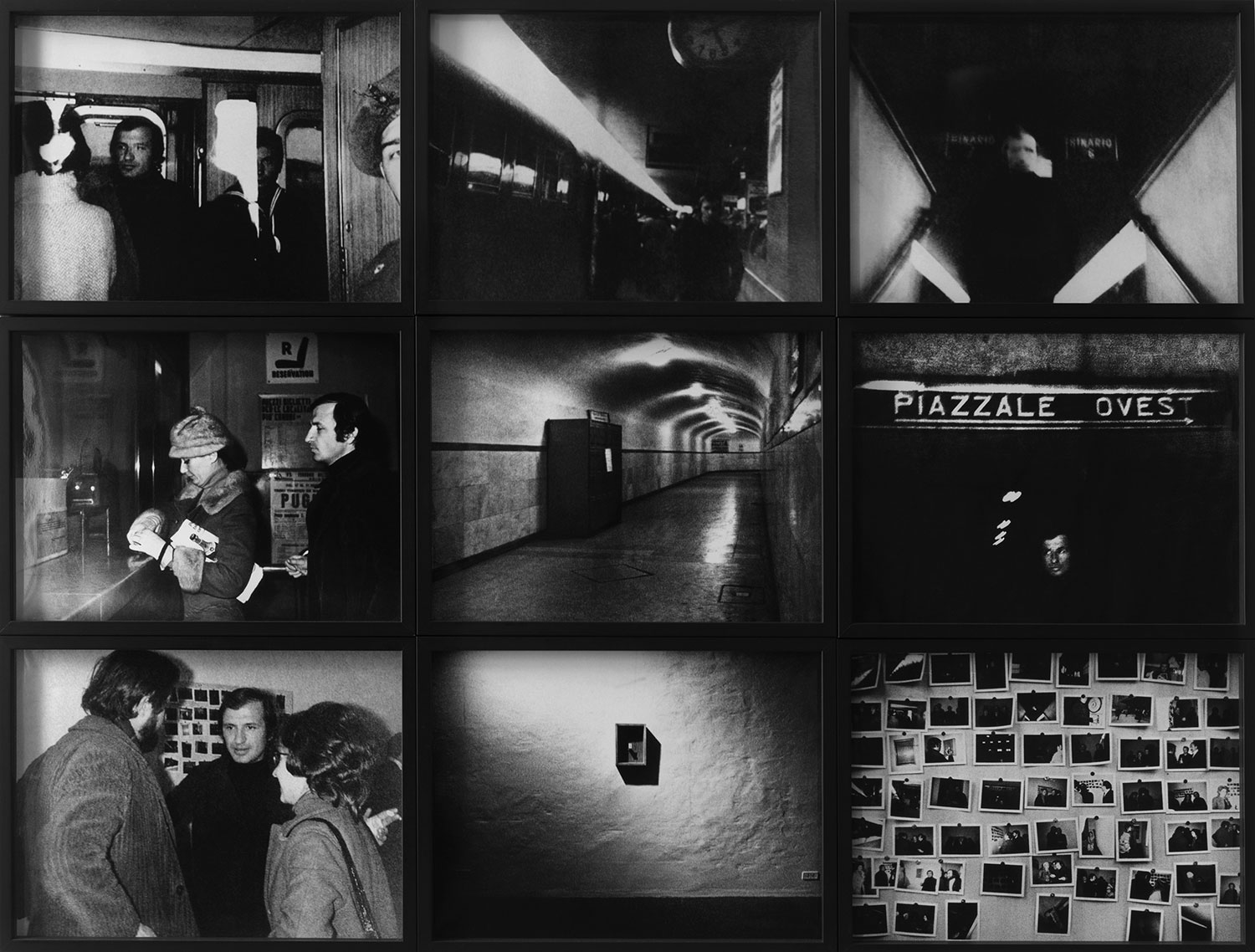Franco Vaccari, Esposizione in tempo reale n.2, Viaggio + Rito, 1971. 9 fotografie in bianco e nero. 90 x 120 (totale). Courtesy l'artista e P420, Bologna.